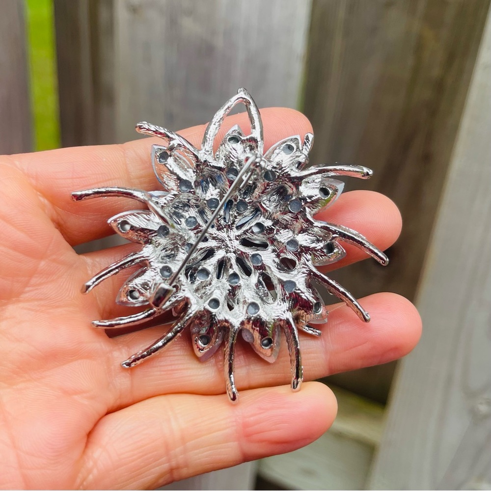 Large Blue Brooch Large Rhinestone Brooch Pin - Picture 6 of 6